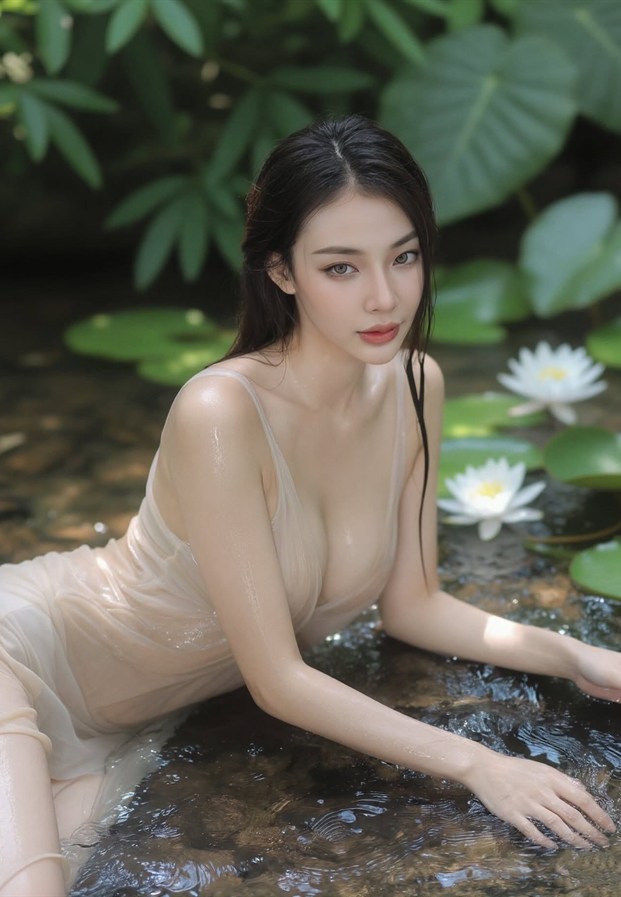 ถ่ายแบบริมบึงบัวในชุดโทนสีเนื้อกลางธรรมชาติ